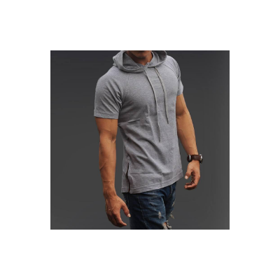 Grey Half Sleeves Hoodie For Men